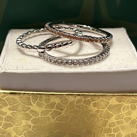 RBP2283 Unicorn- Farmhouse Brush Morganite on Rhodium Plate Bands Size 8 - Picture 8 of 9